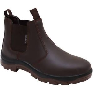 SAFETY BOOT 10 BROWN CHELSEA KALIBER - STEEL TOE CAP (OIL RESIST)